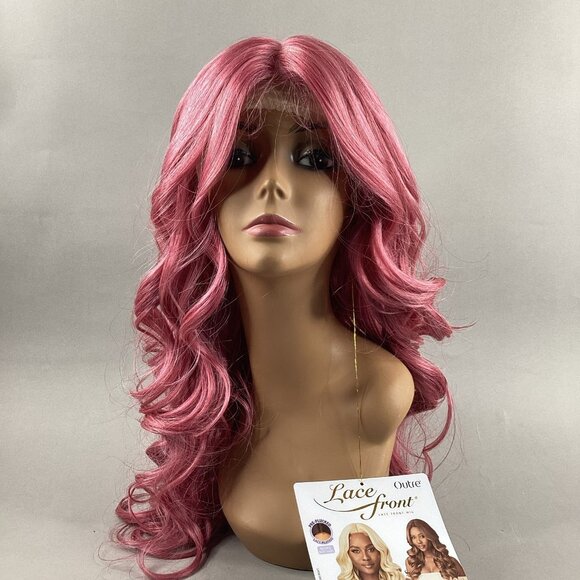 Haseena Long Wavy #Rouge Pink Synthetic Lace Front Wig - Picture 2 of 9
